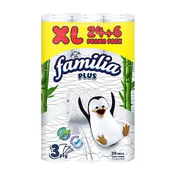 Туалетний папір Familia 3 шари 24+6 рулонів (8690536023479)