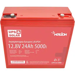 Акумулятор Merlion LiFePO4 12V (12.8V/24Ah/307.2Wh) (LFP12.8-24US) [164629]