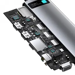 Usb Hub Baseus Metal Gleam Series 11-in-1 Multifunctional Type-C Сірий (CAHub-CT0G) - мініатюра 6