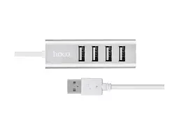 USB-хаб Hoco HB1 4 Port USB Hub Silver (6957531038146) - мініатюра 2