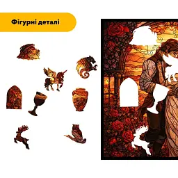 Дерев'яний фігурний пазл puzzlean Трояндовий Захід, А4, Дерев'яна коробка 100 елементів - мініатюра 3