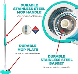 Швабра з відром обертове на 360° Rotary Mop Wash X ∙ Турбо-швабра 360° Rotary Mop Wash X з віджимом - мініатюра 2