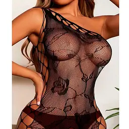 Бодістокінг еротичний через плече S/M/L Чорний K000682 - мініатюра 4