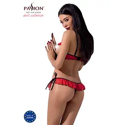Комплект білизни Passion Exclusive CHERRY SET OpenBra L/XL, red, відкритий ліф, трусики-спідничка - мініатюра 2