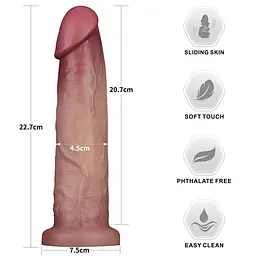 Реалістичний фалоімітатор LoveToy Sliding Skin Pro II Dual Layer Silicone Dong, 22.7 см - мініатюра 11