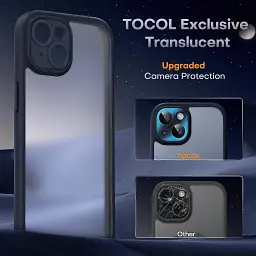 Протиударний чохол TOCOL для iPhone 15 та 2 захисні скла з захистом камери чорний матовий (SKU-057) - мініатюра 4