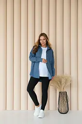 Жіноча сорочка для вагітних стилю oversize з мікровельвету Varna розмір S-М Lullababe джинсова - мініатюра 4