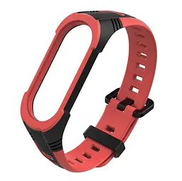 Силіконовий ремінець Primo Mijobs Perfor Classic для фітнес браслета Xiaomi Mi Smart Band 5 Black-Red - мініатюра 2