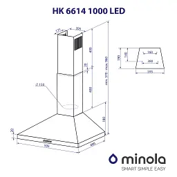 Витяжка купольна Minola HK 6614 I 1000 LED - мініатюра 11
