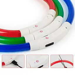 Світлодіодний LED нашийник для собак із зарядкою USB, синій - мініатюра 9