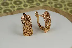 Сережки Xuping Jewelry вигнутий прямокутник із візерунком змійка 1.8 см золотисті - мініатюра 2