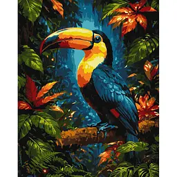 Картина за номерами "Яскравий тукан в лісі" art_selena_ua Ideyka KHO6955, 40х50 см