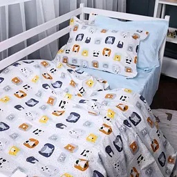 Простирадло на резинці MirSon Poplin Line Kids 09 Sleeping Animals 90x200 см (2200009720710) - мініатюра 3