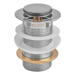 Донний клапан для раковини Koer PW-10-01 без переливу автоматичний Click-Clack 1 1/4″ Хром KR5797