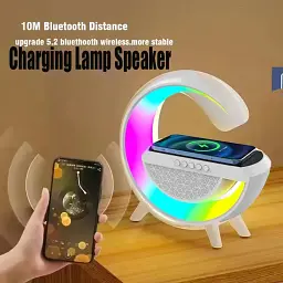 Настільна смарт лампа-нічник RGB 3 в 1 Rainbow Light-Wireless Charger-Speaker - мініатюра 8