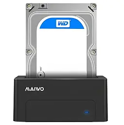 Зовнішня кишеня Maiwo для HDD 2,5"/3,5" SATA через USB3.0 безвинтов. крепление пластик черн. (K308P) - мініатюра 2