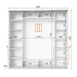 Шафа-купе Idea серія 4 240 x 60 x 240 см Білий Дзеркало - мініатюра 2