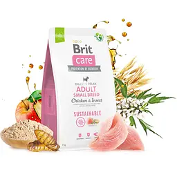Сухий корм для собак малих порід Brit Care Dog Sustainable Adult Small Breed, з куркою та комахами, 3 кг - мініатюра 2