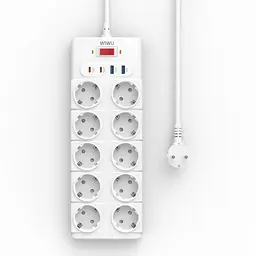 Сітковий підовжувач WIWU 14 in 1 20W GaN Power Strip 2C+2A+10AC Wi-S008 EU (2 m) Білий