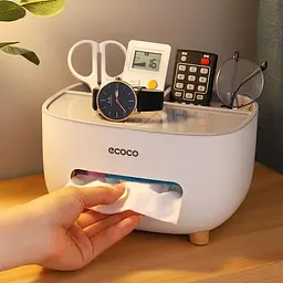 Настільний органайзер Ecoco Tissue з диспенсером для серветок та відсіками для зручного зберігання аксесуарів - мініатюра 4
