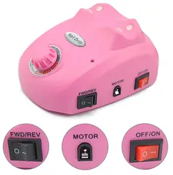 Фрезер-машинка для манікюру та педикюру з педаллю Beauty nail 9-1 DM-208 корекції штучних нігтів 6 насадок 25 т об/хв Рожева - мініатюра 2