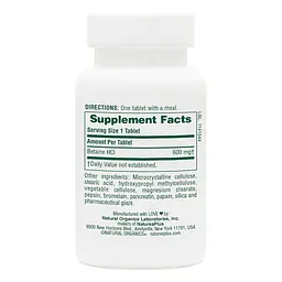 Натуральна добавка Natures Plus Betaine Hydrochloride 600 mg, 90 таблеток - мініатюра 2