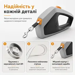 Повідець-рулетка для собак KimPets 5м, з рефлекторною стрічкою, з ергономічною ручкою, до 50кг, зелений - мініатюра 4