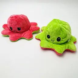 М'яка іграшка Восьминіг перевертень двосторонній веселий сумний Mood Octopus 16 см UKC зелено/червоний - мініатюра 2