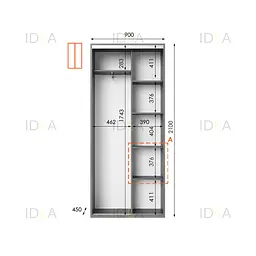 Шафа-купе Idea серія 10 90 x 45 x 210 см Венге темний Дзеркало - мініатюра 2