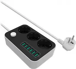 Фільтр-подовжувач мережевий СolorWay 1.8м 3 розетки 6USB black (CW-CHE36B)
