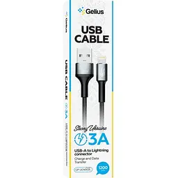 Кабель USB Gelius Strong Ukraine Cable USB to Lightning 1.2m 3A GP-UCN002L Black - мініатюра 2