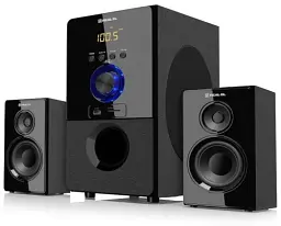 Колонки 2.1 REAL-EL M-555 Black, сателіти 2 x 12.5 Вт, сабвуфер 30 Вт, МДФ, Bluetooth, FM-тюнер, USB/SD, дисплей, живлення від мережі 220V, керування спереду + пульт ДК - мініатюра 4