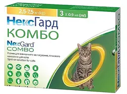 Краплі проти зовнішніх та внутрішніх паразитів для котів NexGard Combo 2.5-7.5 кг 158304 ЦІНА ЗА 1 ШТ