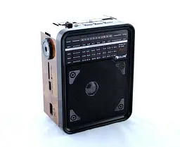 Радіоприймач колонка Golon RX-9100 з ліхтариком Коричневий - мініатюра 3