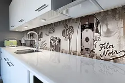 Кухонний фартух Ретро Фільм вінілова наклейка ПВХ камера Сірий 60х300 см Happy Pocket Z180807