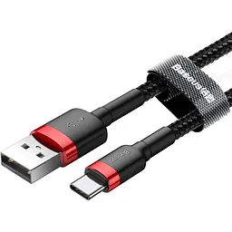 Кабель Baseus Cafule USB для Type-C 3A 1m red black (CATKLF-B91) - мініатюра 2