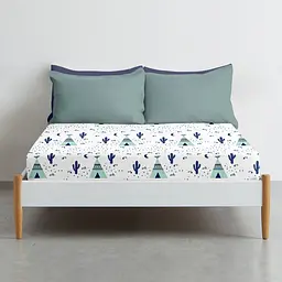 Простирадло Cosas на резинці 90x190x25 wigwam cactus, бірюзовий (WigwamCactus_90x190x25) - мініатюра 3
