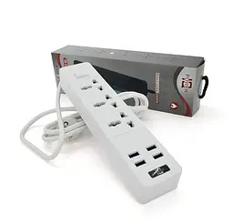 Мережевий фільтр Voltronic ТВТ08, 3 розетки + 4 USB, 2 м, переріз 3х0,75 мм, 2500 W, White