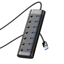 Хаб-концентратор док-станція Hoco HB40 Easy change 7 in 1 Adapter 7USBx3.0 120 см - мініатюра 4