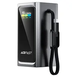 Універсальна мобільна батарея AceFast fast charging power bank with cable and TFT display M33 20000mAh |1USB/1Type-C, PD/QC,