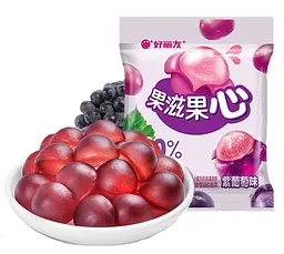 Китайські жувальні цукерки Orion Purple Grape Flavored Filled Soft Candy Виноград 17г - мініатюра 2