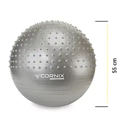 М'яч для фітнесу (фітбол) Cornix 55 см напівмасажний Anti-Burst Silver XR-0463 - мініатюра 6