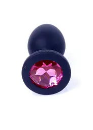Силіконова анальна пробка з кристалом Boss Plug Jewellery 8 см (рожевий) - мініатюра 4