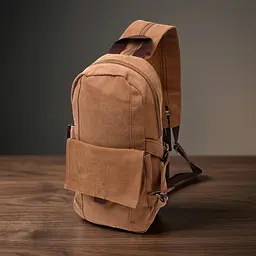 Місткий текстильний рюкзак у стилі мілітарі Vintagе 22180 коричневий