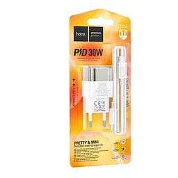 Адаптер мережевий HOCO Type-C to Type-C cable Platinum dual-port C131A |1USB/1Type-C, 30W/3A, PD/QC| - мініатюра 2