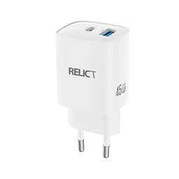 Зарядний пристрій Relict JetMini GaN 45W/1 USB-C + 1 USB-A White - мініатюра 2