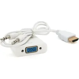 Перехідник HDMI M to VGA F + Audio 0.1m 4K/2K white Voltronic (YT-C-HDMI(M)/VGA(F)+AUX-W)