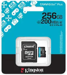 Карта пам'яті Kingston MicroSDXC 256GB Canvas Go! Plus class10 UHS-I U3 V30 Adapter SD (SDCG4/256GB) - мініатюра 3