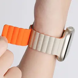 Ремінець BlueO Magnetic Silicone для Apple Watch 42(ser.1-3)/44/45/46/49mm White / Orange - мініатюра 5