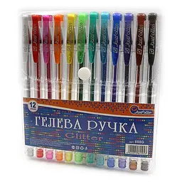 Набір гелевих ручок Glitter 12шт 888G-12 J.Otten 0,5мм (6940572811953)